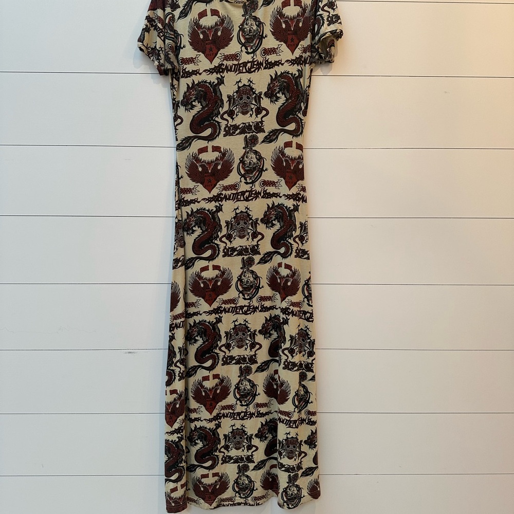 Very rare 90’s Gaultier Jeans jersey tattoo maxi dress.